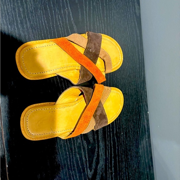 Genuine Handmade Men's Sandals Brown & Orange - Size 10 - Picture 4 of 5